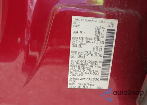 2013 Nissan Frontier Sv from USA, damaged, VIN 1N6AD0EV0DN718330